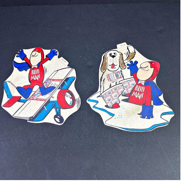 Vintage Bud Man Budweiser Decal Stickers NOS Airplane Flying Dog Promo Unused - Picture 1 of 5